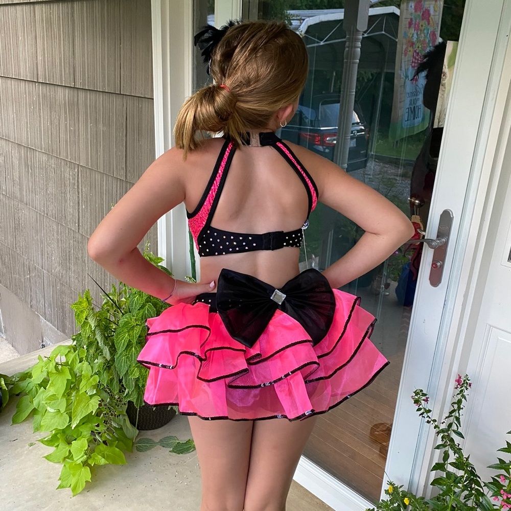 Glamour Jazz Costume Small Adult pink and black.  NWT